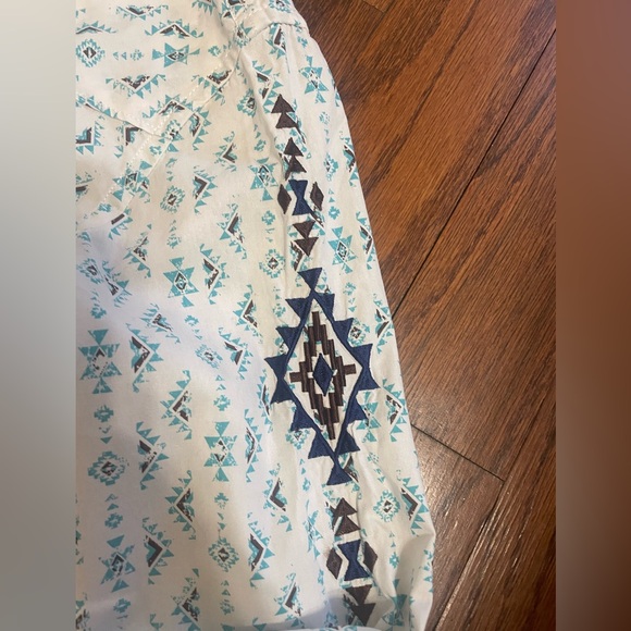 Panhandle Aztec Print Long Sleeve Snap button Shirt Turquoise size M - Picture 8 of 13